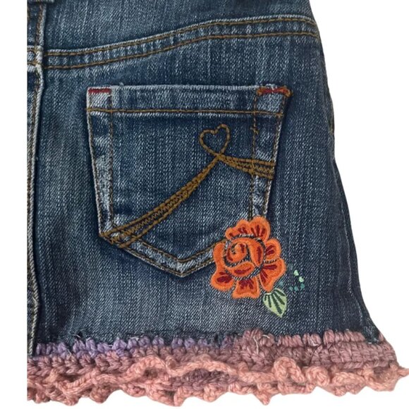 Upcycled One-Of-A-Kind Girls The Children's Place Embroidered Denim Skort 3T - Picture 5 of 5